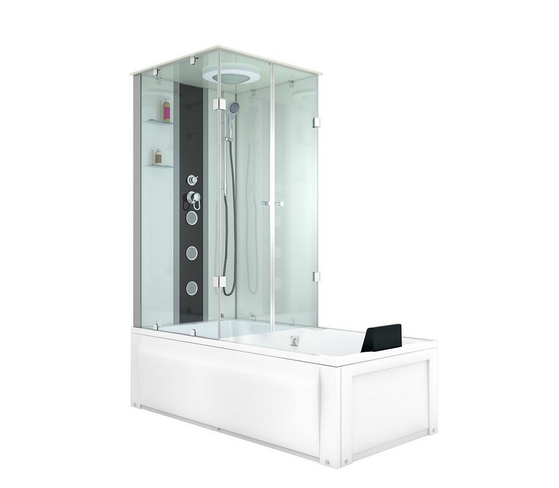 AcquaVapore Grossraumdusche Dusche Wanne Kombination K05-R00-ALL 90x180, Sicherheitsglas ESG, Rutschsicher, Schnelle Reinigung, Nackenstütze, Überlauf Abfluss von AcquaVapore