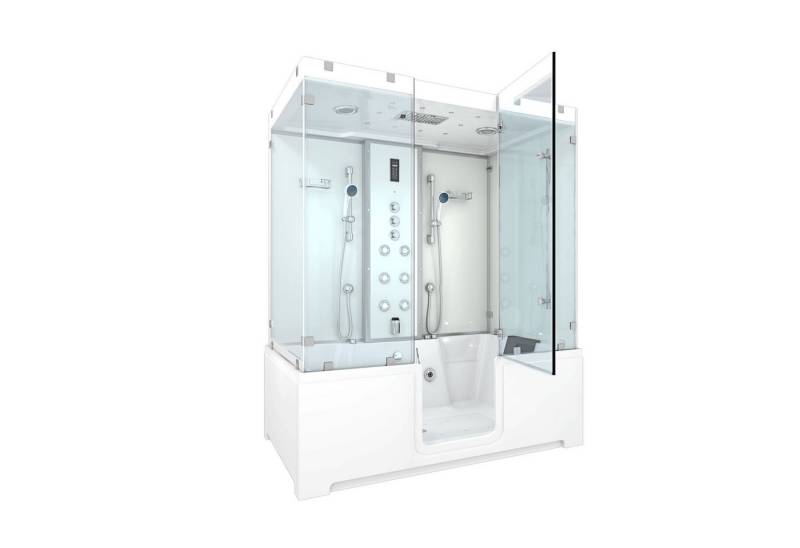 AcquaVapore Grossraumdusche Kombination Badewanne Dusche K88-WS-TH-C-ALL Duschtempel, Sicherheitsglas ESG, Rutschsicher, Schnelle Reinigung, Nackenstütze, Überlauf Abfluss von AcquaVapore