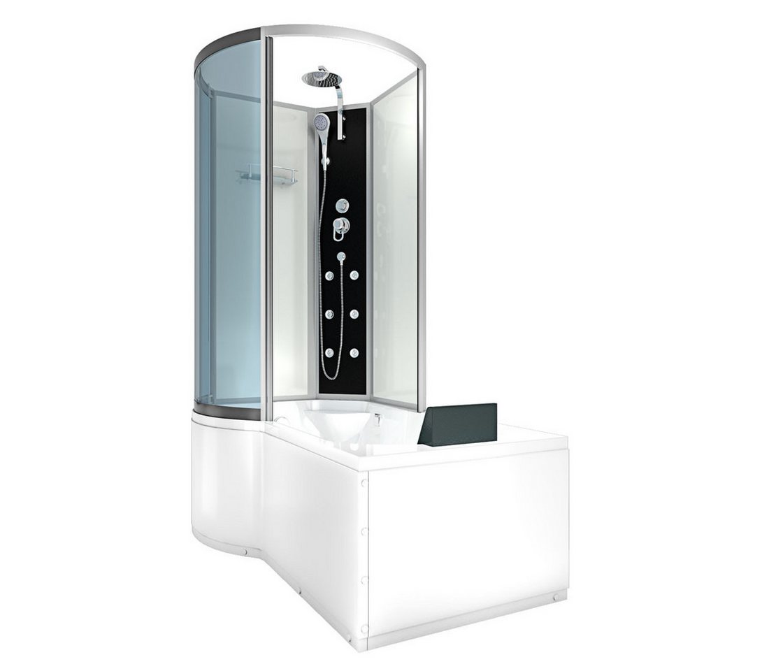 AcquaVapore Grossraumdusche Wanne Dusche Kombination Weiß K50-R00 100x170, Sicherheitsglas ESG, inklusive Duschwanne, Rutschsicher, Schnelle Reinigung, Nackenstütze von AcquaVapore