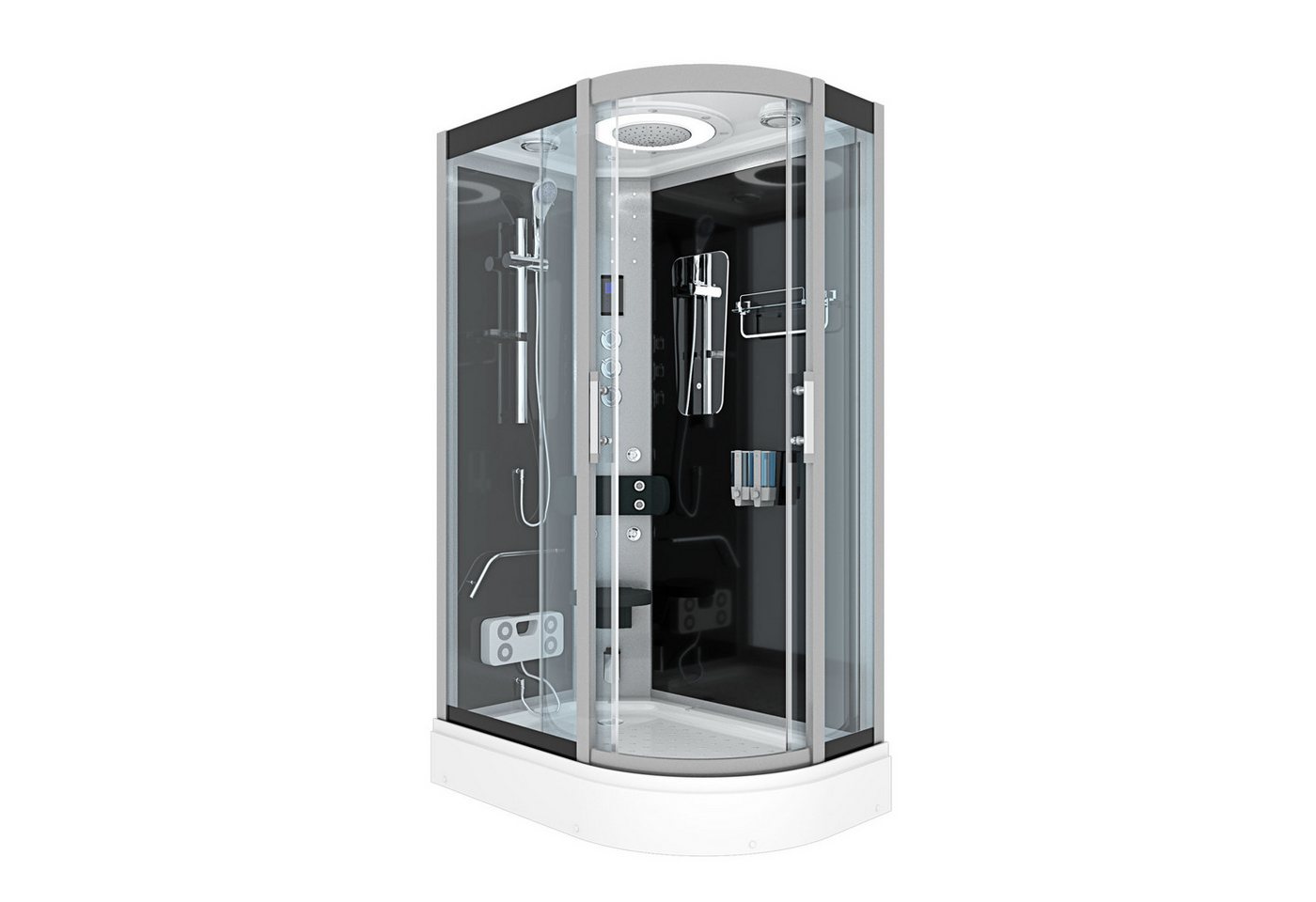 AcquaVapore Komplettdusche Dusche Duschkabine D60-73T1R-ALL Schwarz 80x120, Sicherheitsglas ESG, inklusive Duschwanne, Höhenverstellbar, Mit Bauanleitung, Mit Beleuchtung, Mit Spiegel, Gehä AcquaVapore Komplettdusche Dusche Duschkabine D60-73T1R-ALL Schwarz 80x120, Sicherheitsglas ESG, inklusive Duschwanne, Höhenverstellbar, Mit Bauanleitung, Mit Beleuchtung, Mit Spiegel, Gehä von AcquaVapore