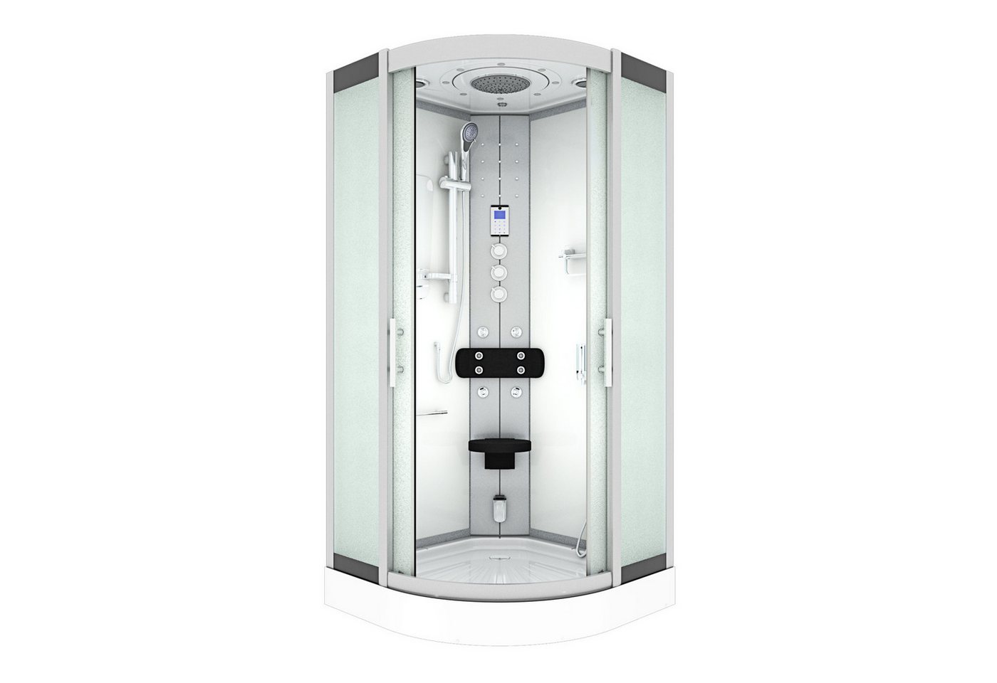 AcquaVapore Komplettdusche Fertigdusche Dusche D46-00M1-ALL Weiß 80x80, Sicherheitsglas ESG, inklusive Duschwanne, Höhenverstellbar, Mit Bauanleitung, Mit Beleuchtung, Mit Spiegel, Gehä AcquaVapore Komplettdusche Fertigdusche Dusche D46-00M1-ALL Weiß 80x80, Sicherheitsglas ESG, inklusive Duschwanne, Höhenverstellbar, Mit Bauanleitung, Mit Beleuchtung, Mit Spiegel, Gehä von AcquaVapore