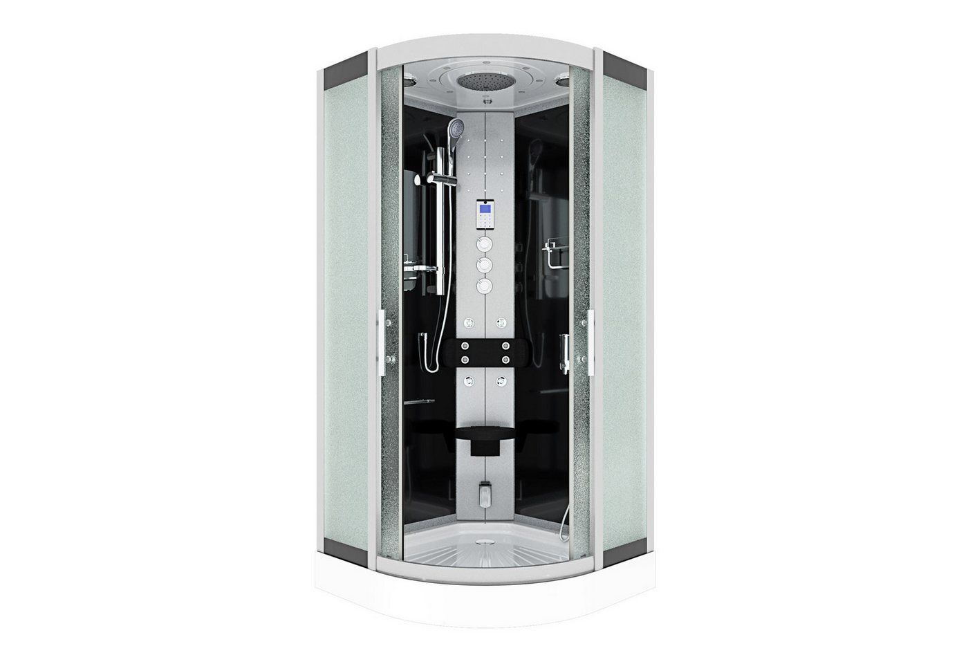 AcquaVapore Komplettdusche Duschkabine Dusche D46-03M1 Schwarz 80x80, Sicherheitsglas ESG, inklusive Duschwanne, Höhenverstellbar, Mit Bauanleitung, Mit Beleuchtung, Mit Spiegel, Gehä AcquaVapore Komplettdusche Duschkabine Dusche D46-03M1 Schwarz 80x80, Sicherheitsglas ESG, inklusive Duschwanne, Höhenverstellbar, Mit Bauanleitung, Mit Beleuchtung, Mit Spiegel, Gehä von AcquaVapore