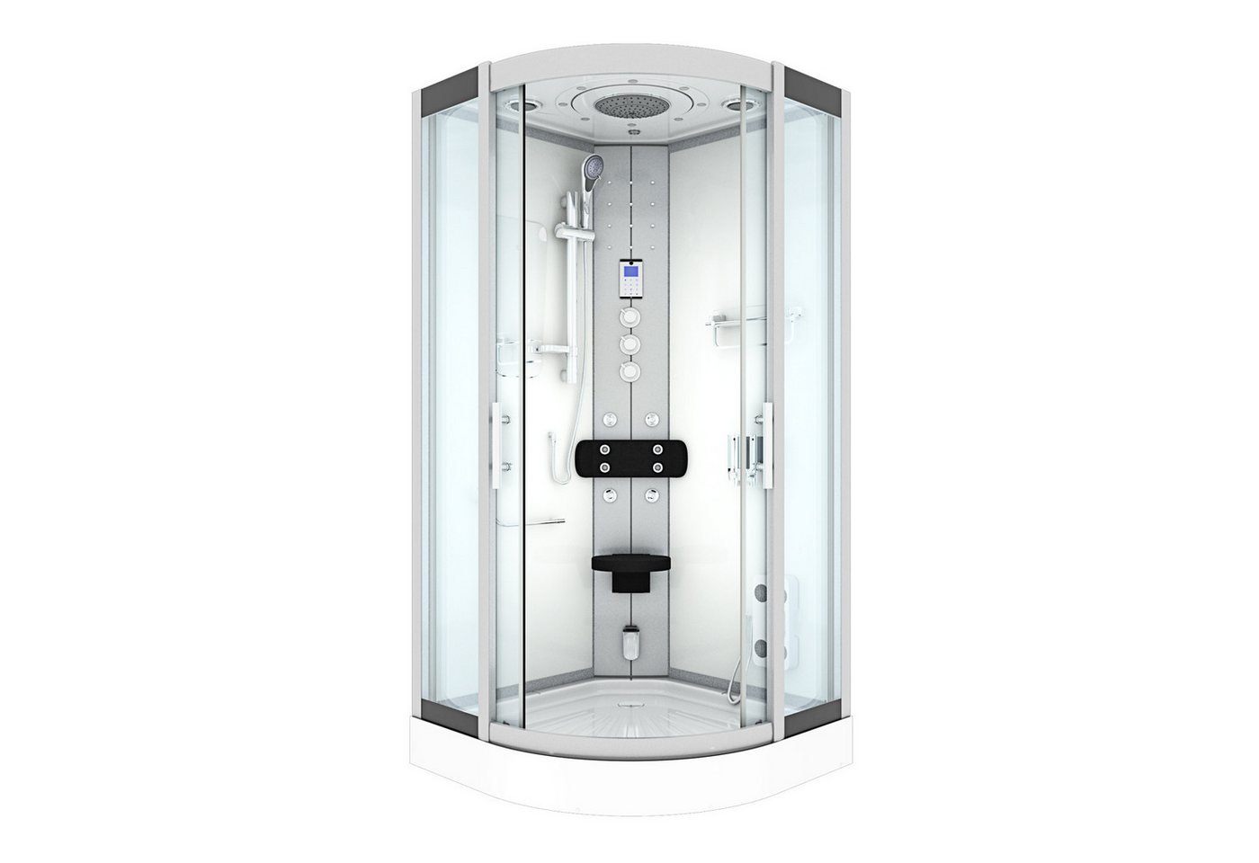 AcquaVapore Komplettdusche Duschkabine Dusche D46-20T1 Weiß 100x100, Sicherheitsglas ESG, inklusive Duschwanne, Höhenverstellbar, Mit Bauanleitung, Mit Beleuchtung, Mit Spiegel, Gehä AcquaVapore Komplettdusche Duschkabine Dusche D46-20T1 Weiß 100x100, Sicherheitsglas ESG, inklusive Duschwanne, Höhenverstellbar, Mit Bauanleitung, Mit Beleuchtung, Mit Spiegel, Gehä von AcquaVapore