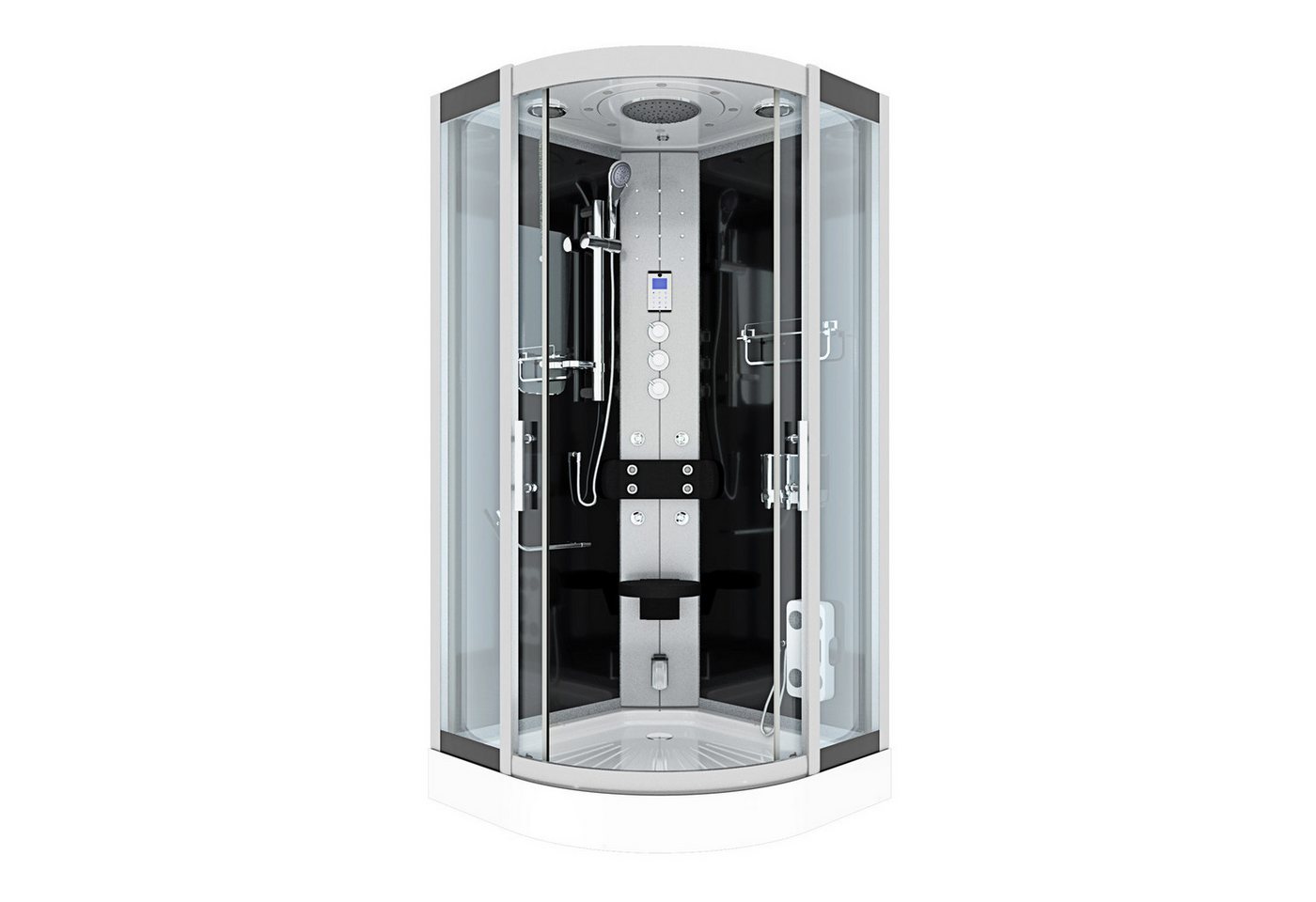 AcquaVapore Komplettdusche Duschkabine Dusche D46-23T1 Schwarz 100x100, Sicherheitsglas ESG, inklusive Duschwanne, Höhenverstellbar, Mit Bauanleitung, Mit Beleuchtung, Mit Spiegel, Gehä AcquaVapore Komplettdusche Duschkabine Dusche D46-23T1 Schwarz 100x100, Sicherheitsglas ESG, inklusive Duschwanne, Höhenverstellbar, Mit Bauanleitung, Mit Beleuchtung, Mit Spiegel, Gehä von AcquaVapore