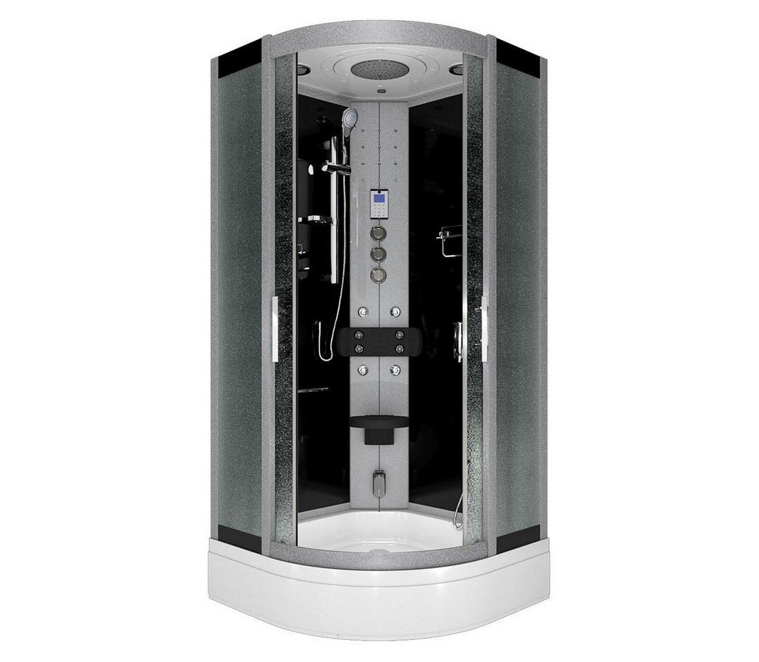 AcquaVapore Komplettdusche Duschkabine Dusche D46-53M1 Schwarz 90x90, Sicherheitsglas ESG, inklusive Duschwanne, Höhenverstellbar, Mit Bauanleitung, Mit Beleuchtung, Mit Spiegel, Gehä AcquaVapore Komplettdusche Duschkabine Dusche D46-53M1 Schwarz 90x90, Sicherheitsglas ESG, inklusive Duschwanne, Höhenverstellbar, Mit Bauanleitung, Mit Beleuchtung, Mit Spiegel, Gehä von AcquaVapore