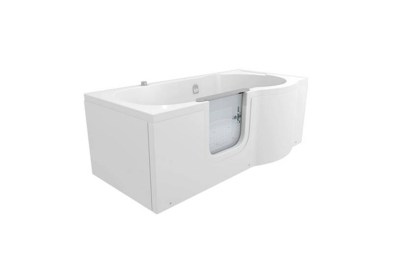AcquaVapore Whirlpool-Badewanne Sitzbadewanne Senioren Sitzwanne mit Tür S12-AIR-L 170x85cm, (1-tlg), mit Ablaufgarnitur von AcquaVapore