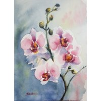 Rosa Orchidee Original Aquarell Blumen Malerei Wand Dekor Liebhaber Kunst Geschenk Kunstwerk von AcquerelliAM