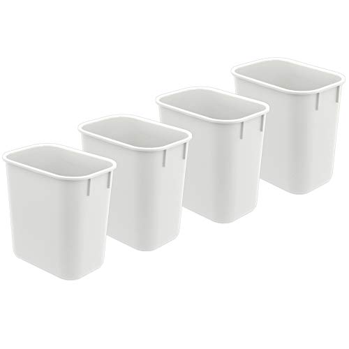 Acrimet Papierkorb, Schreibtisch-Mülleimer, 3,25 Gallonen/13 Quart/12 Liter (Plastik) (weiße Farbe) (Set aus 4) von Acrimet