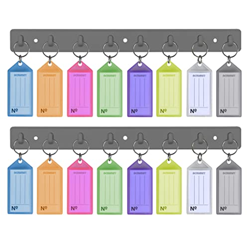 Acrimet Schlüsselanhängerhalter mit 8 Schlüsselringanhängern (Selbstklebende Schlüsselaufbewahrung) (2er-Pack) (Sortierte Farbe) von Acrimet