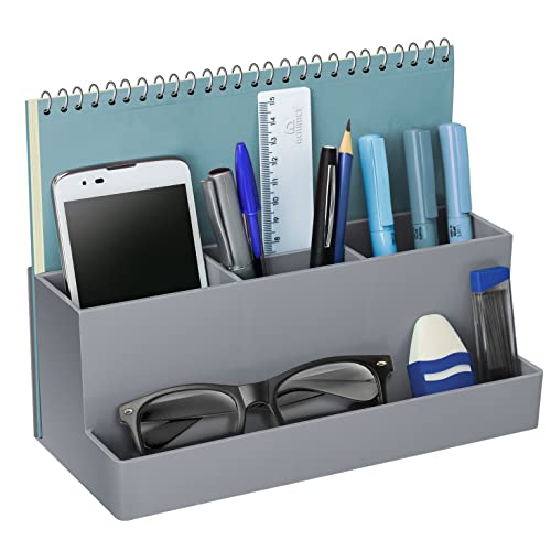 Acrimet Schreibtisch Organizer Mehrzweck Organizer für Büro, Zuhause und Schule (Kunststoff) (Silber Farbe) von Acrimet