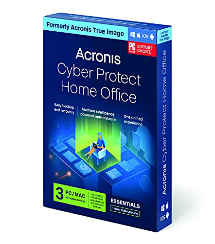 Acronis Cyber Protect Home Office (formerly Acronis True Image) | 3 PC/Mac | Personal cyber protection | Local backup, cloning, recovery, anti-ransomware and more | 1-year von Acronis
