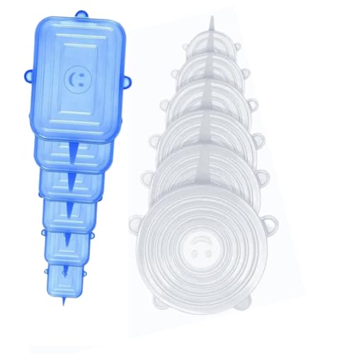 Elastische Deckel aus Silikon, [6 + 6 Stück] Wiederverwendbare elastische Deckel, dehnbare Silikondeckel, wiederverwendbar, elastisch, für Gläser, Schüsseln, Flaschen von Acrylic