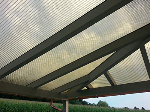 Acrylshop24 Terrassendach Terrassenüberdachung Carport Komplettset Polycarbonat 16mm 3-Fach Stegplatten Bronce Bronze 16mm Stegplatten Tiefe:2500mm|Breite:4100mm - Mehrere Maße verfügbar von Acrylshop24