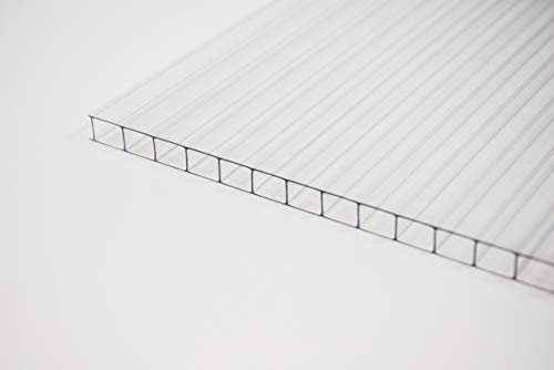 Stegplatte 8mm aus Polycarbonat, 8mm stark, klar, Steg 2 Fach, 8-10 1050mm x 6000mm (B x T) von Acrylshop24