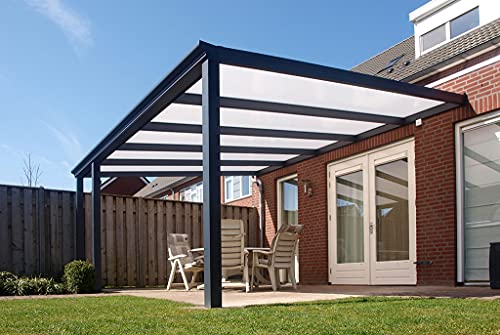 Terrassendach Terrassenüberdachung Bosco Bausatz mit Alu-Unterkonstruktion, Regenrinne und Montagematerial | Polycarbonat farblos|Abmessungen (B x T):7060 x 3500 von Acrylshop24