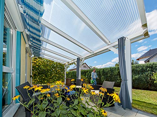 Terrassendach Terrassenüberdachung Carport Komplettset Acrylglas 16/32 Farblos Stegplatten Tiefe:3500mm|Breite:4100mm - Mehrere Maße verfügbar von Acrylshop24