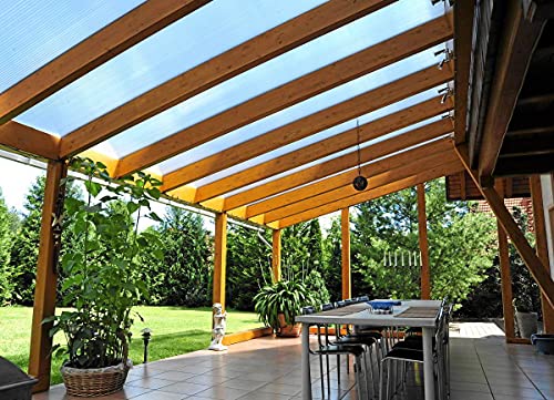 Acrylshop24 Terrassendach Terrassenüberdachung Carport Komplettset ECO Polycarbonat 16mm klar 2000mmx5110mm (TxB) von Acrylshop24