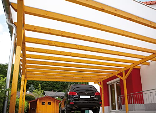 Acrylshop24 Terrassendach Terrassenüberdachung Carport Komplettset Polycarbonat 16mm 3-Fach Stegplatten Opal 16mm Stegplatten Tiefe:5000mm|Breite:4100mm - Mehrere Maße verfügbar von Acrylshop24