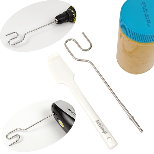 Erdnussbutter-Rührer mit Silikonspatel, Edelstahl, natürliches Erdnussbutter-Rührwerkzeug für Handmixer und Bohrer, rühren Sie das Öl und die Erdnussbutter auf einfache und schnelle Weise gründlich um von ActSimpl