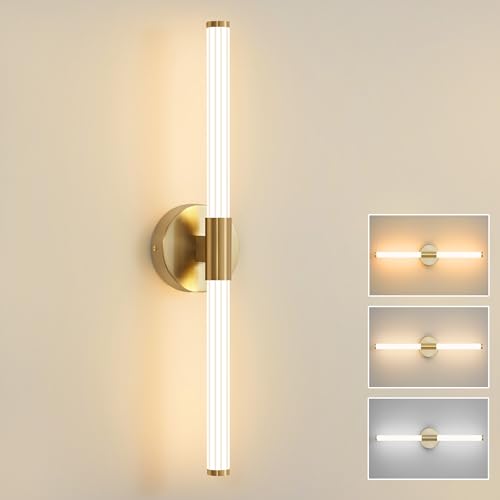 Actask LED Wandleuchte 360° Wandbeleuchtung Innen Wandlampe Wasserdicht IP44 57cm 8W 800Lumen 3CCT Einstellbar 3000K 4000K 6000K Badleuchte Bilderlampe Für Wohnzimmer Badzimmer Schlafzimmer - Gold von Actask