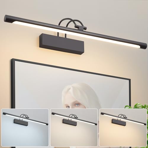 Schwarze Spiegelleuchte Bad LED Wandleuchte mit Schalter 60cm IP44 10W 270° Einstellbar 3 Farbtemperaturen 3000K 4000K 6000K 600LM Innen Badleuchte Bilderlampe Für Wohnzimmer Badzimmer Schlafzimmer von Actask