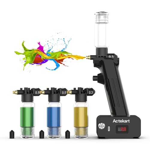 Actekart No-Clean Airbrush-Set (revolutionäres Upgraded), 30 PSI schnurlos, keine Reinigung, mit 4 Sprühmodulen (2 x 0,3 mm und 2 x 0,5 mm), wiederaufladbare, tragbare Airbrush von Actekart