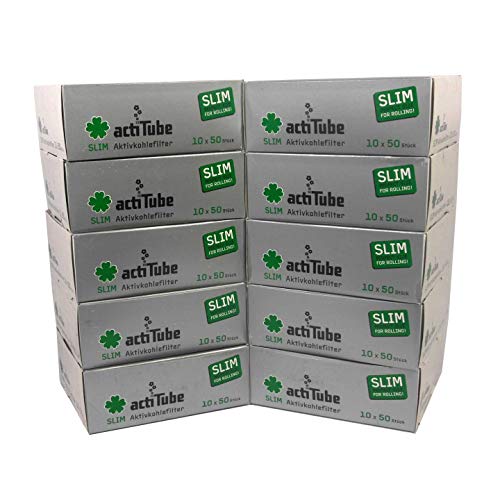 5000 ActiTube SLIM Aktivkohlefilter 100 x 50er Box Display 7mm Eindrehfilter in Acti Tube Tune Filter Tips Filtertips Aktivkohle von actiTube