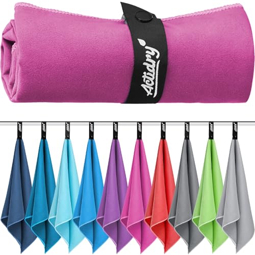 Mikrofaser Handtuch - XL/L/M Handtücher - 10 Farben Bunt&Dunkel - leicht schnelltrockend hochsaugfähig - Microfaser Strandtuch Badetuch Saunatuch extra groß - XL 100 x 200 cm - Magenta/Fuchsia/Pink von Actidry