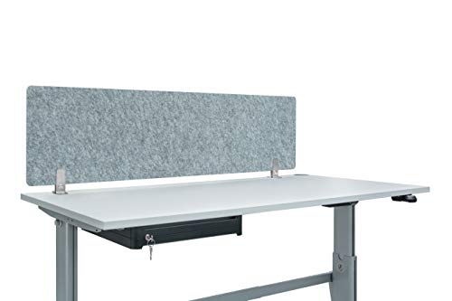 Acoustic Screen Vlies Large inkl. Füße | Schreibtisch-Sichtschutz B150 x H40 x T0,8cm |Trennwand schirmt optisch, akustisch u. hygienisch ab | Hygieneschutz aus blickdichtem Akustik-Vlies grau von Actiforce