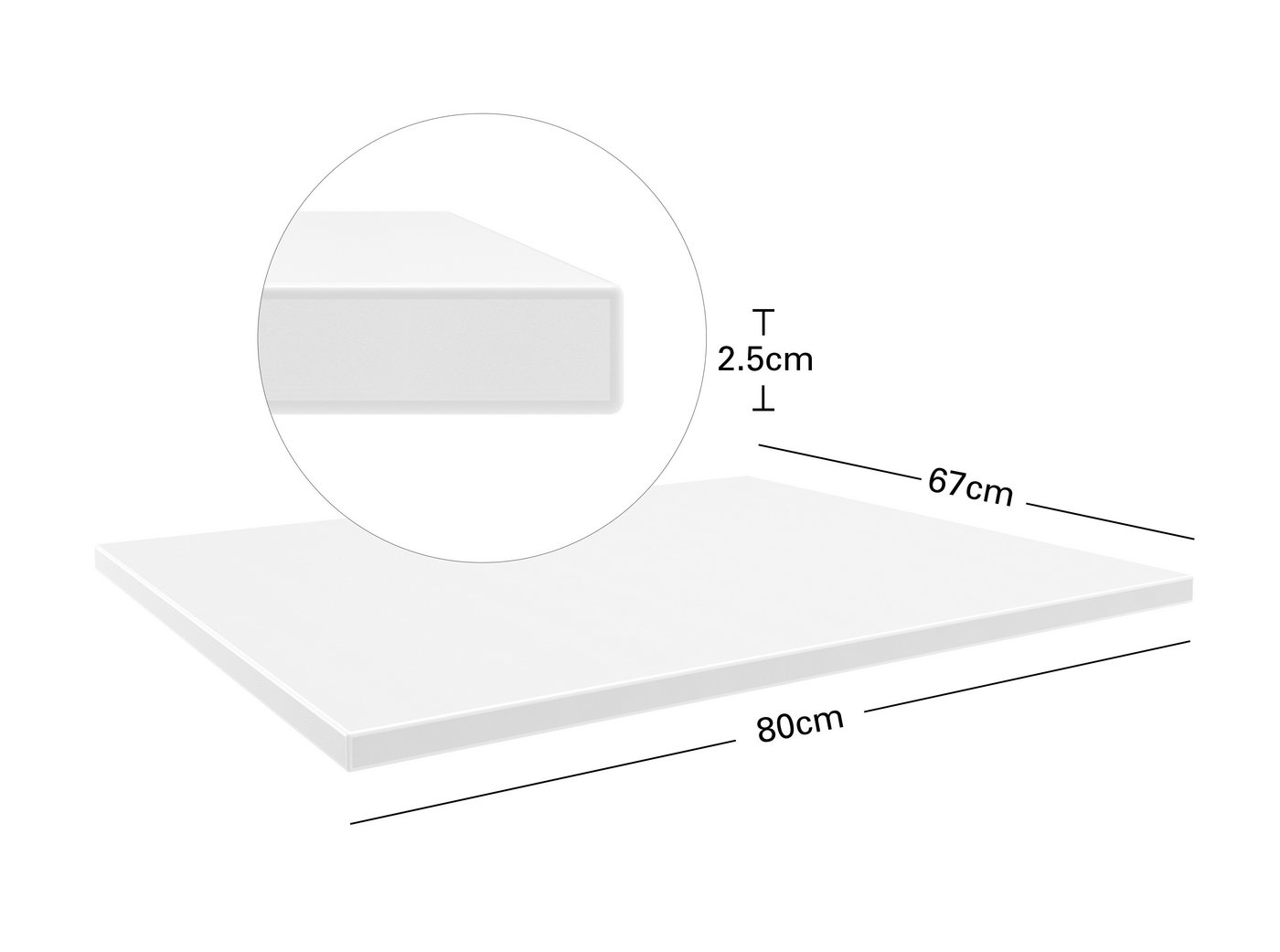 Actiforce Schreibtischplatte 160 x 80 cm / 138 x 67 cm / 80 x 67 cm (Hochwertige Melaminbeschichtete Spanplatte für Schreibtisch, Schreibtischplatte ohne Bohrungen), 25mm starke Arbeitsplatte von Actiforce