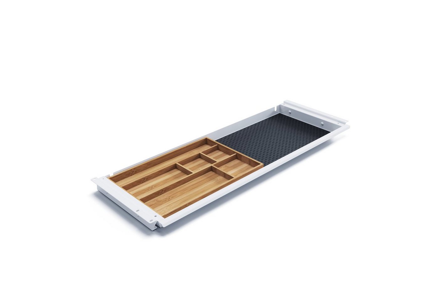 Actiforce Schublade SL Unterbauschublade (Schreibtisch Unterbauschublade, Stiftablage, Organizer, Schubladenauszug, Utensilien-Auszug, Vollauszug, inkl. Bambus-Einlage), zur Befestigung unterhalb der Arbeitsplatte mit praktischer Einlage von Actiforce