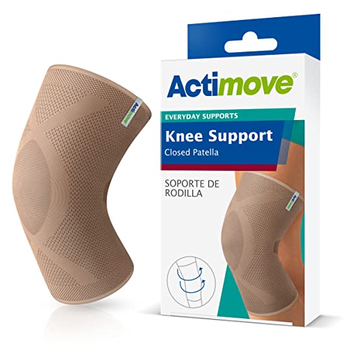 Actimove® Everyday Supports Kniebandage, geschlossene Patella, feste Kompression, langlebige Unterstützung, Helix-Design, bei Überbeanspruchung und chronischen Knieschmerzen, Beige, Größe S von Actimove
