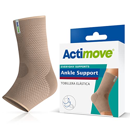 Actimove® Everyday Supports Knöchelbandage – feste Kompression, langlebige Unterstützung – Helix-Design – bei Überbeanspruchung und chronischen Knöchelschmerzen – Beige, Größe L von Actimove