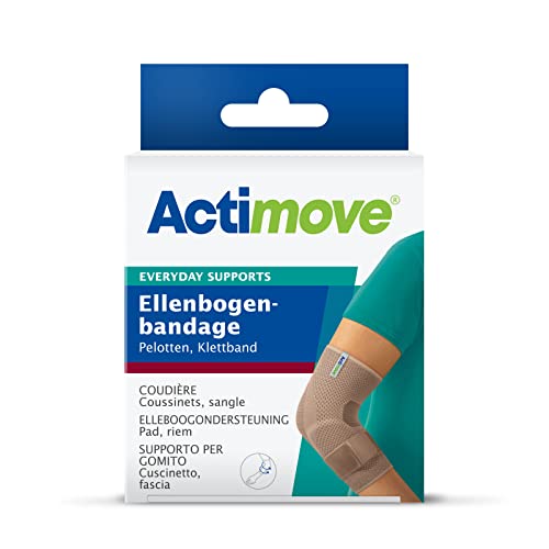 Actimove EVERYDAY SUPPORTS Ellenbogenbandage mit Pelotten und Klettband für Ellbogen - feste Kompression, justierbarer Druck für gezielte Schmerzlinderung - Beige, Extra Large von Actimove