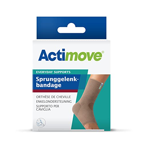 Actimove EVERYDAY SUPPORTS Sprunggelenkbandage - Slim Fit - bei degenerativen Erkrankungen und Überlastung - feste Kompression - für Knöchel - Beige, Small von Actimove