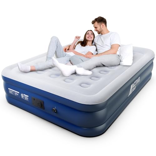 Active Era Premium Luftbett 2 Personen, Luftmatratze selbstaufblasend mit eingebauter elektrischer Pumpe & integriertem Kissen, Aufblasbare Matratze für Camping & Gästebett - 203 x 152 x 43cm von Active Era