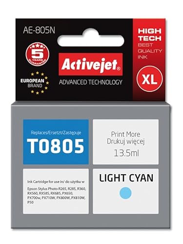 ActiveJet AE-805 Light Cyan Ink fit Epson-Drucker (ersetzt T0805) (AE-805) von activejet