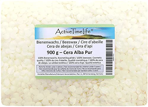 ActiveTimeLife® Bienenwachs Pastillen Bio weiß | Premium | 900 g ideal für Kosmetik Kerzen Cremes Salben Seifen Wachstücher - Nachfüllpack von ActiveTimeLife