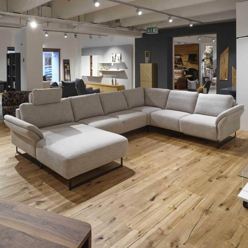 Ecksofa Barcley Stoff City 4 Grau Füße Schwarz Mit Relaxfunktion von Activineo
