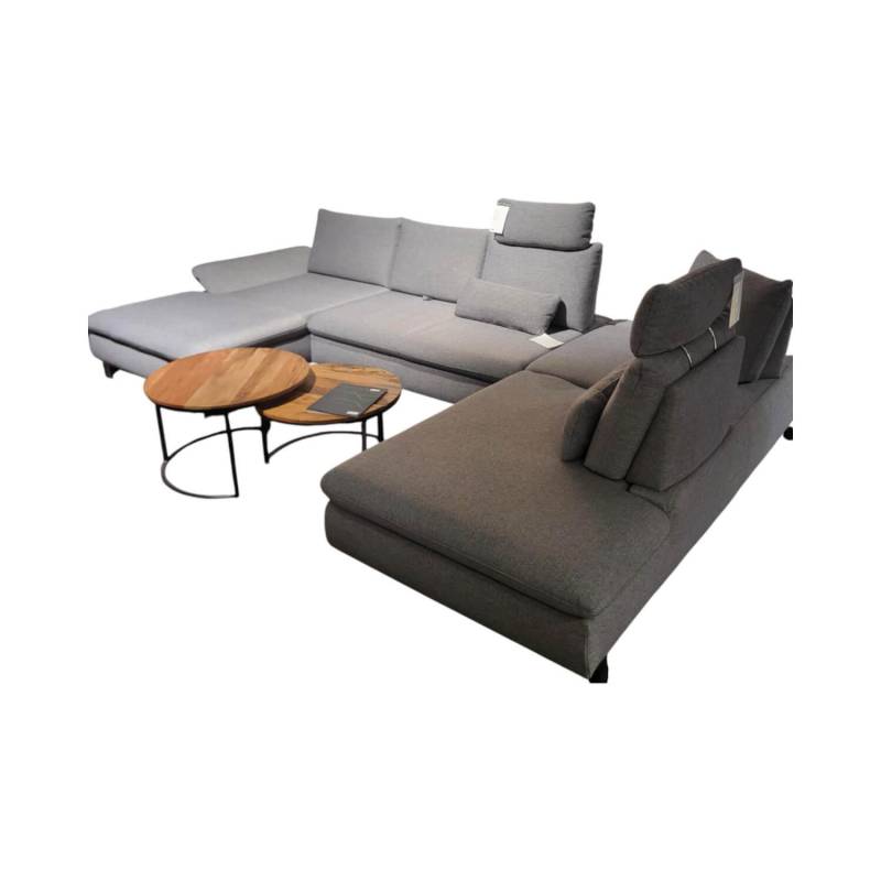 Ecksofa Bergamo Stoff III Grau Winkelfuß Metall Inklusive Kopfstützen Und Sitzti... von Activineo