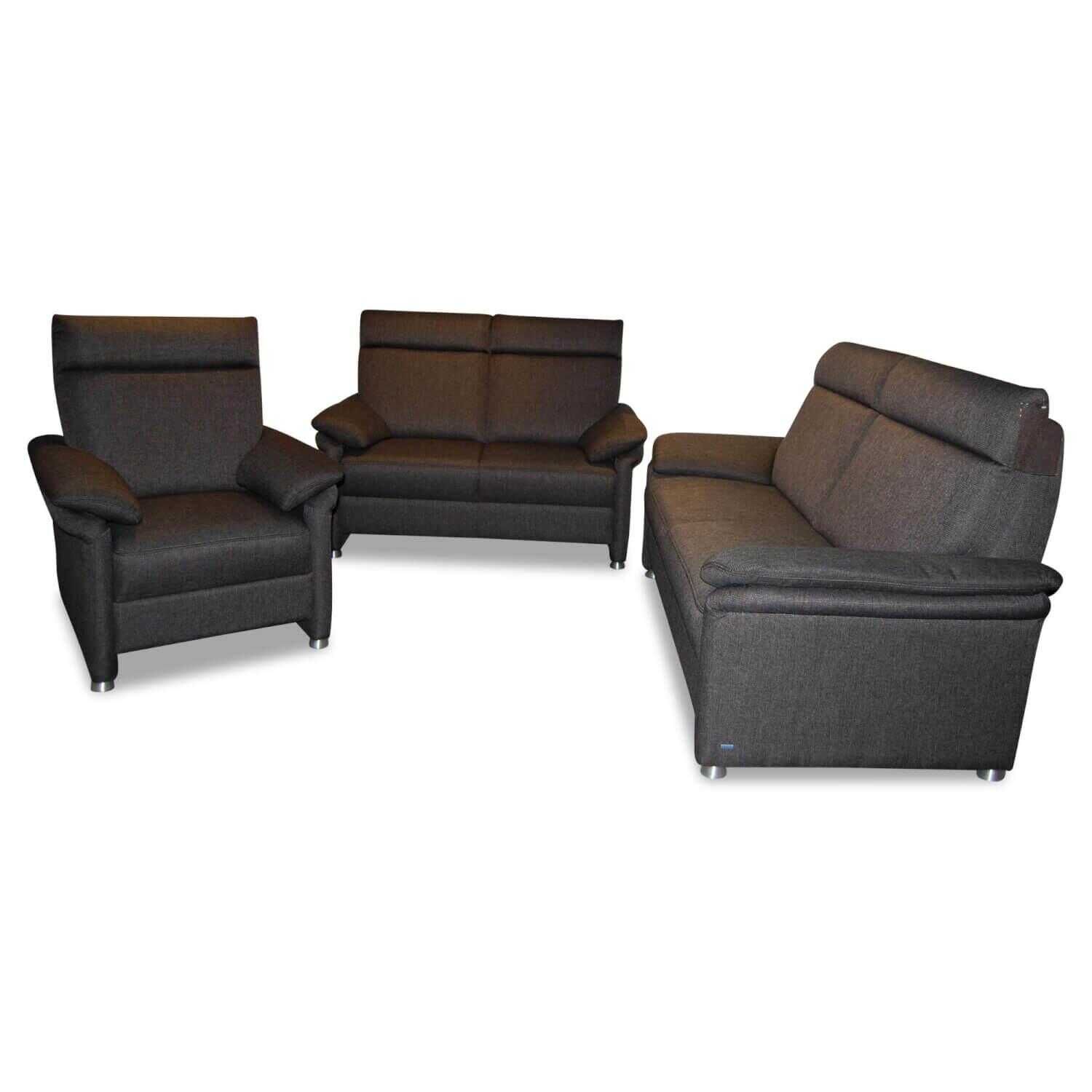 Garnitur Galan Stoff Dino Anthrazit 2 Sofas 1 Sessel von Activineo