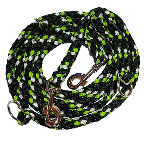 Activity4Dogs Geflochtene Hundeleine für große Hunde bis 60 kg | 4-Fach verstellbare Führleine | 2,80 m lang | Durchmesser 15mm | apfelgrün-tannengrün-schwarz-weiß | Made in Germany von Activity4Dogs