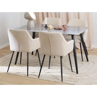 ACTONA GROUP Esszimmer-Set "Essgruppe, Speisetisch mit Stühlen", (Komplett-Set, 5 St., 1x Tisch + 4x Stühle), Rechteckig Esstisch + 4x Stühle, grau keramik, beige,140x80x75cm von Actona Group