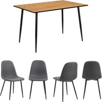 ACTONA GROUP Esszimmer-Set "Esspruppe, Speisetisch mit Wohnzimmerstühlen", (Komplett-Set, 5 St., 1x Tisch + 4x Stuhle), Rechteckig Esstisch+4x Stühle,Wildeiche Melamin,dunkelgrau,120x80x75cm von Actona Group