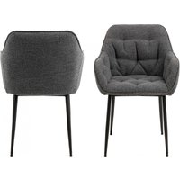 ACTONA GROUP Esszimmerstuhl, Luxus-Microfaser, Essstuhl Anthrazit, Beine mattschwarzem Stahl und Tuftings, 2er Set ACTONA GROUP Esszimmerstuhl, Luxus-Microfaser, Essstuhl Anthrazit, Beine mattschwarzem Stahl und Tuftings, 2er Set von Actona Group