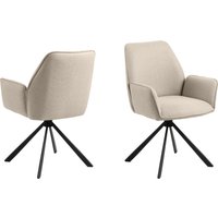 ACTONA GROUP Esszimmerstuhl "Glenda, gepolsterter komfortabel Stuhl mit Armlehnen, drehbar, 2er-Set" () Modernes Design, strukturierte Polsterung, Stabile schwarze Stahlbeine von Actona Group