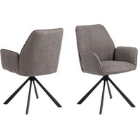 ACTONA GROUP Esszimmerstuhl "Glenda, gepolsterter komfortabel Stuhl mit Armlehnen, drehbar, 2er-Set" () gepolstert, mit Armlehne, schwarze Stahlbeine, drehbar, 2er-Set von Actona Group