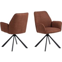 ACTONA GROUP Esszimmerstuhl "Glenda, gepolsterter komfortabel Stuhl mit Armlehnen, drehbar, 2er-Set" () gepolstert, mit Armlehne, schwarze Stahlbeine, drehbar, 2er-Set von Actona Group