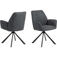 ACTONA GROUP Esszimmerstuhl "Glenda, gepolsterter komfortabel Stuhl mit Armlehnen, drehbar, 2er-Set" () gepolstert, mit Armlehne, schwarze Stahlbeine, drehbar, 2er-Set von Actona Group