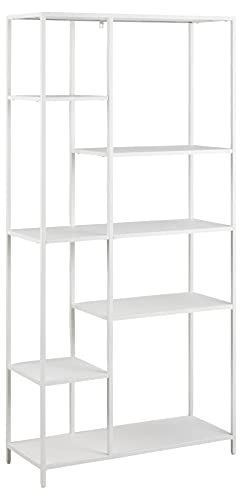 AC Design Furniture Norbert Asymmetrisches Doppel-Bücherregal mit 5 Ablagen, B: 79,5 x H: 165 x T: 30 cm, Weiß, Metall, 1 Stk. von AC Design Furniture